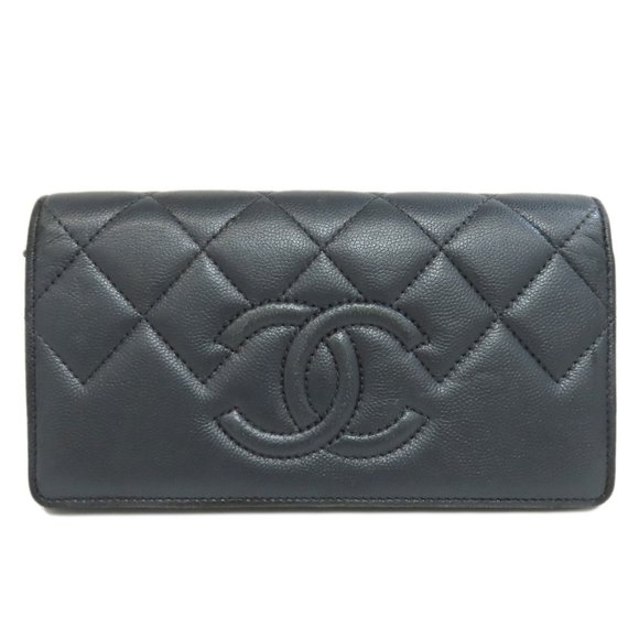 CHANEL Coco Mark Long Wallet Soft Caviar Skin Women's - Picture 1 of 10